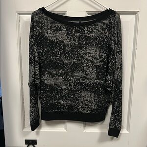 Black and Gray Sheer Thin Sweater In Excellent Condition.
